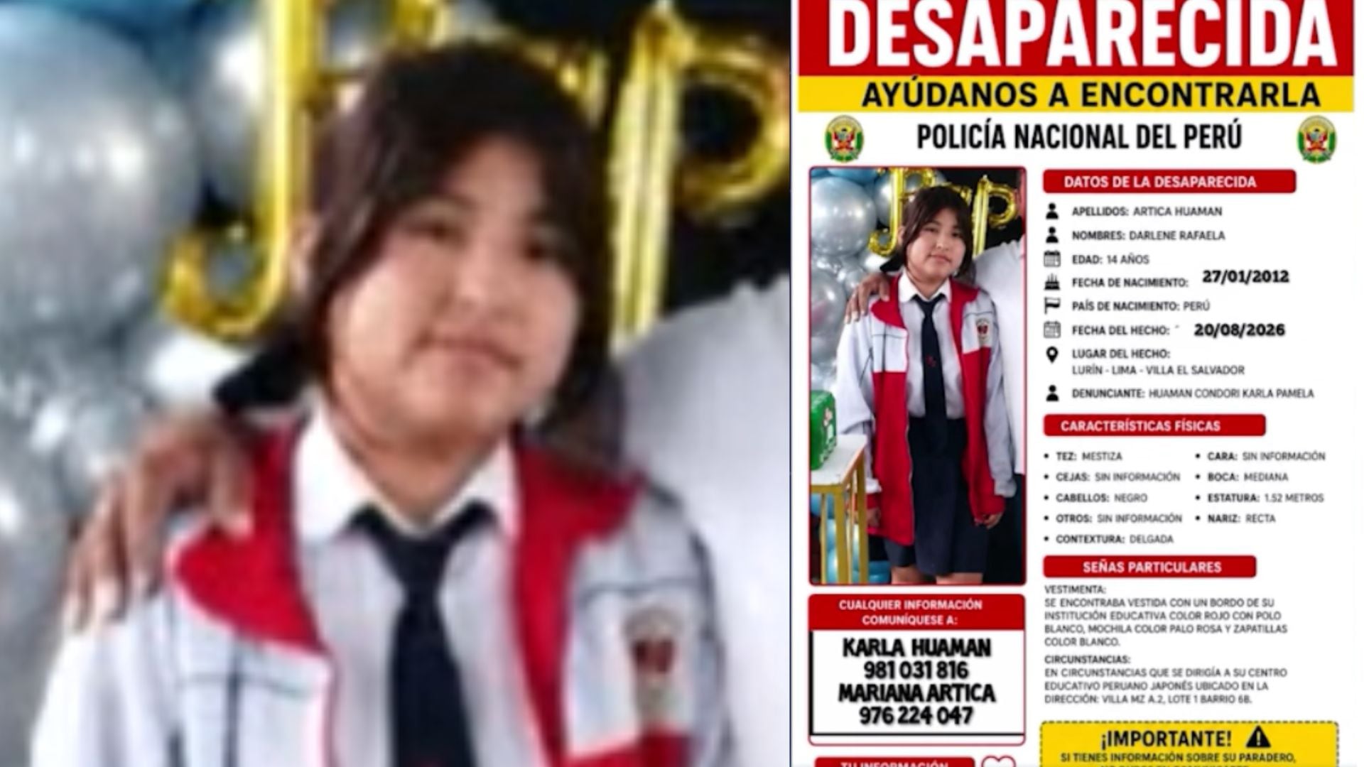 Madre busca a su hija de 14 años en Villa El Salvador tras sospecha de contacto por Instagram