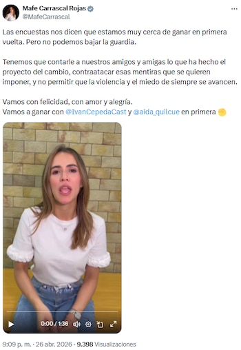 Mafe Carrascal pidió mantener el impulso en campaña de Iván Cepeda tras reciente encuesta Invamer - crédito @MafeCarrascal/X