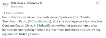 La SRE destacó que el