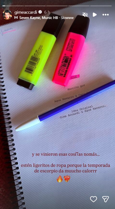 Hace dos días, sin dar muchas pistas y tapando detalles con resaltadores y una lapicera, la actriz dio un pequeño adelanto de su futuro laboral (Instagram)