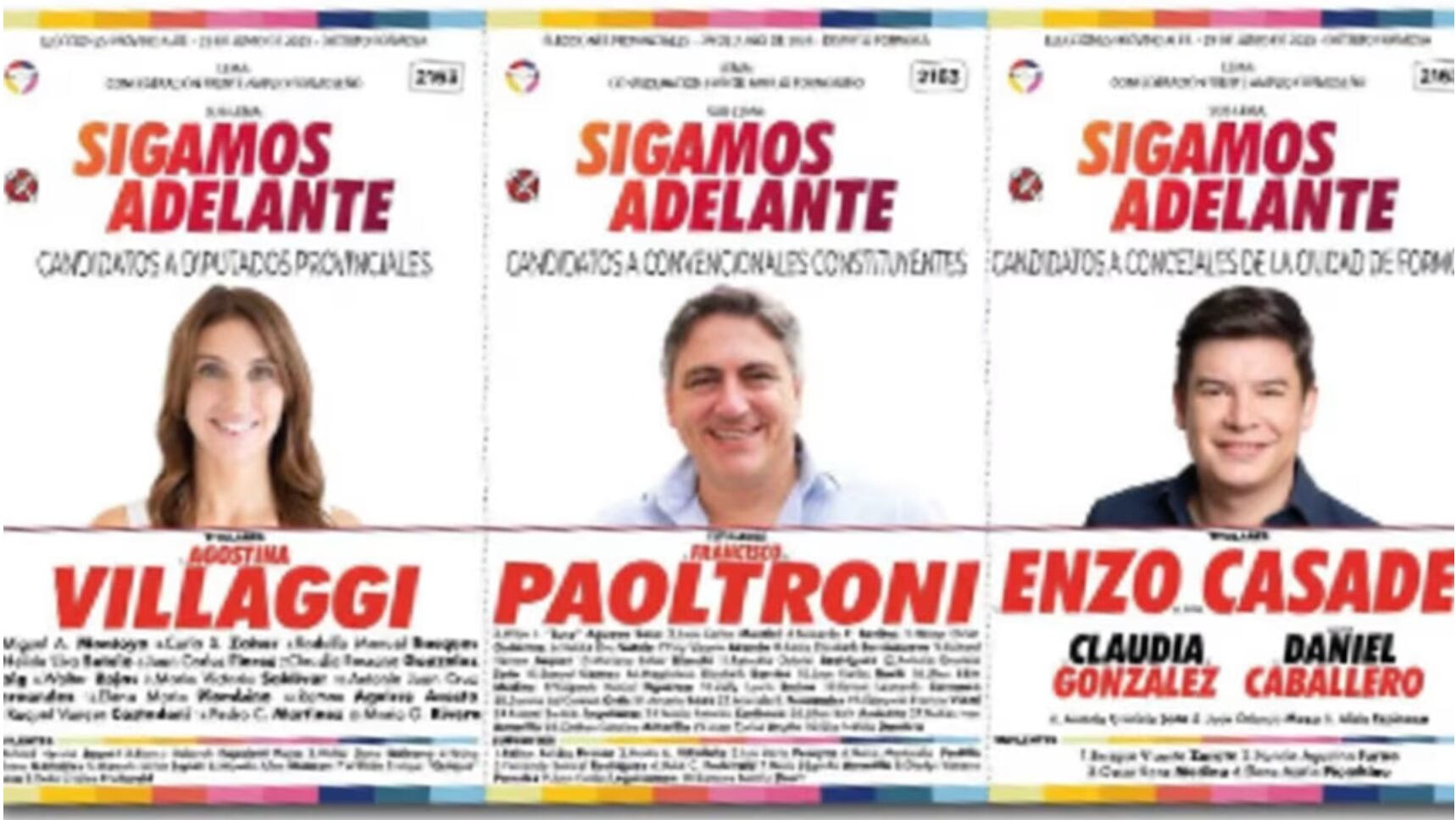 Boleta de la lista Sigamos Adelante del Frente Amplio Formoseño