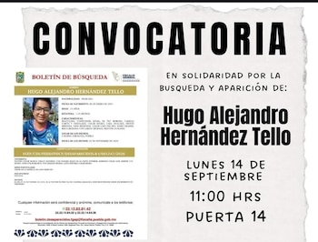 Hugo Alejandro Hernández Tello, alumno desaparecido de la BUAP. (Redes sociales)