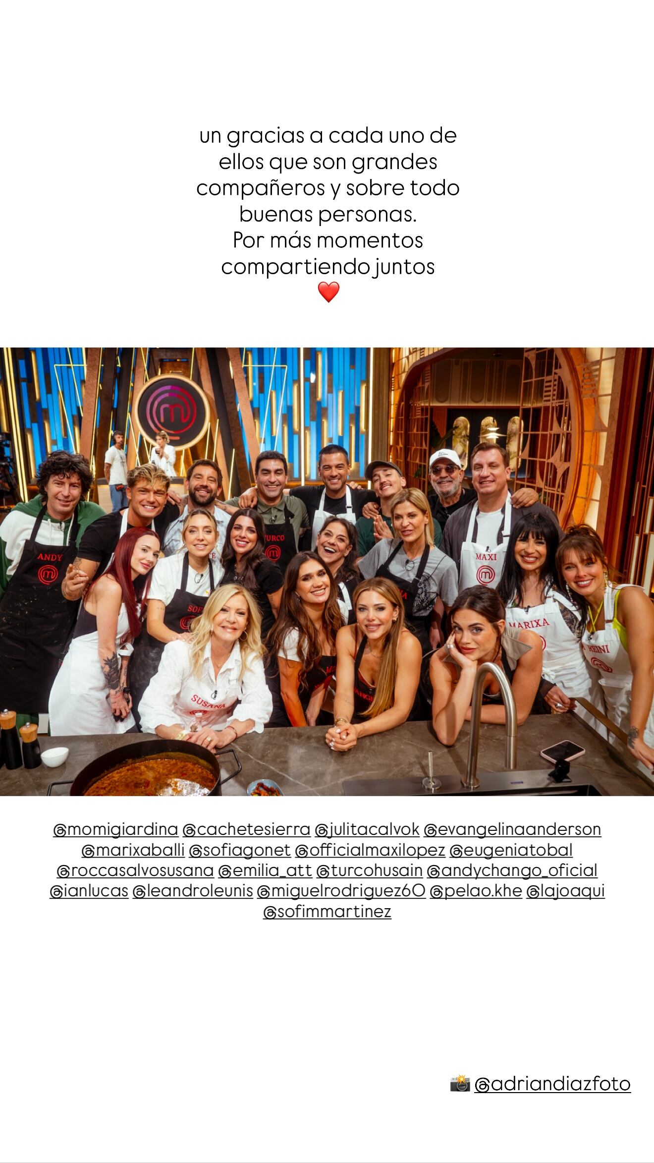 Valentina le agradeció a sus compañeros el tiempo compartido (Instagram)