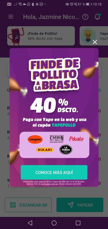 Yape también tiene diversas promociones