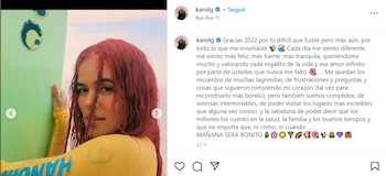 Mensaje de fin de año de Karol G