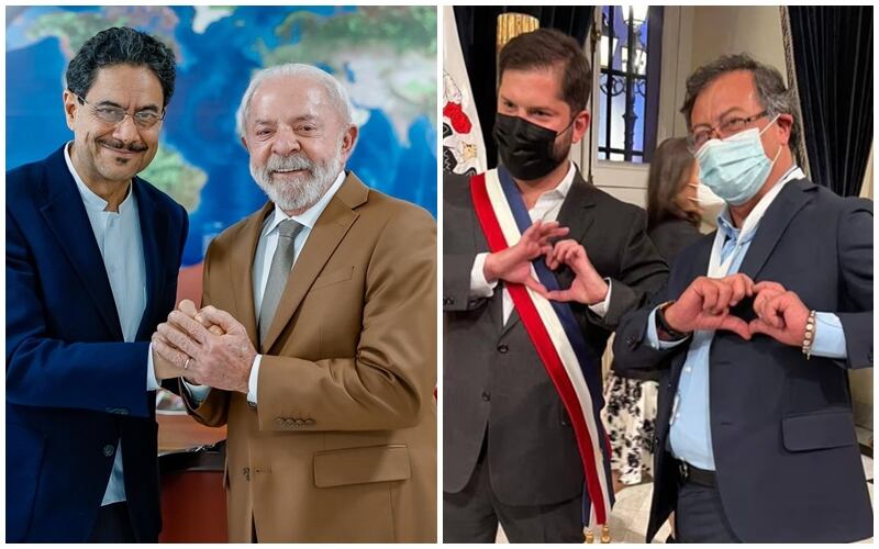 Iván Cepeda estaría siguiendo la misma estrategia de Gustavo Petro, que fortaleció su campaña con apoyo de líderes de izquierda en la región, incluso en los mismos países, como España, Brasil y Chile - crédito @IvanCepedaCast/X - @petrogustavo/X