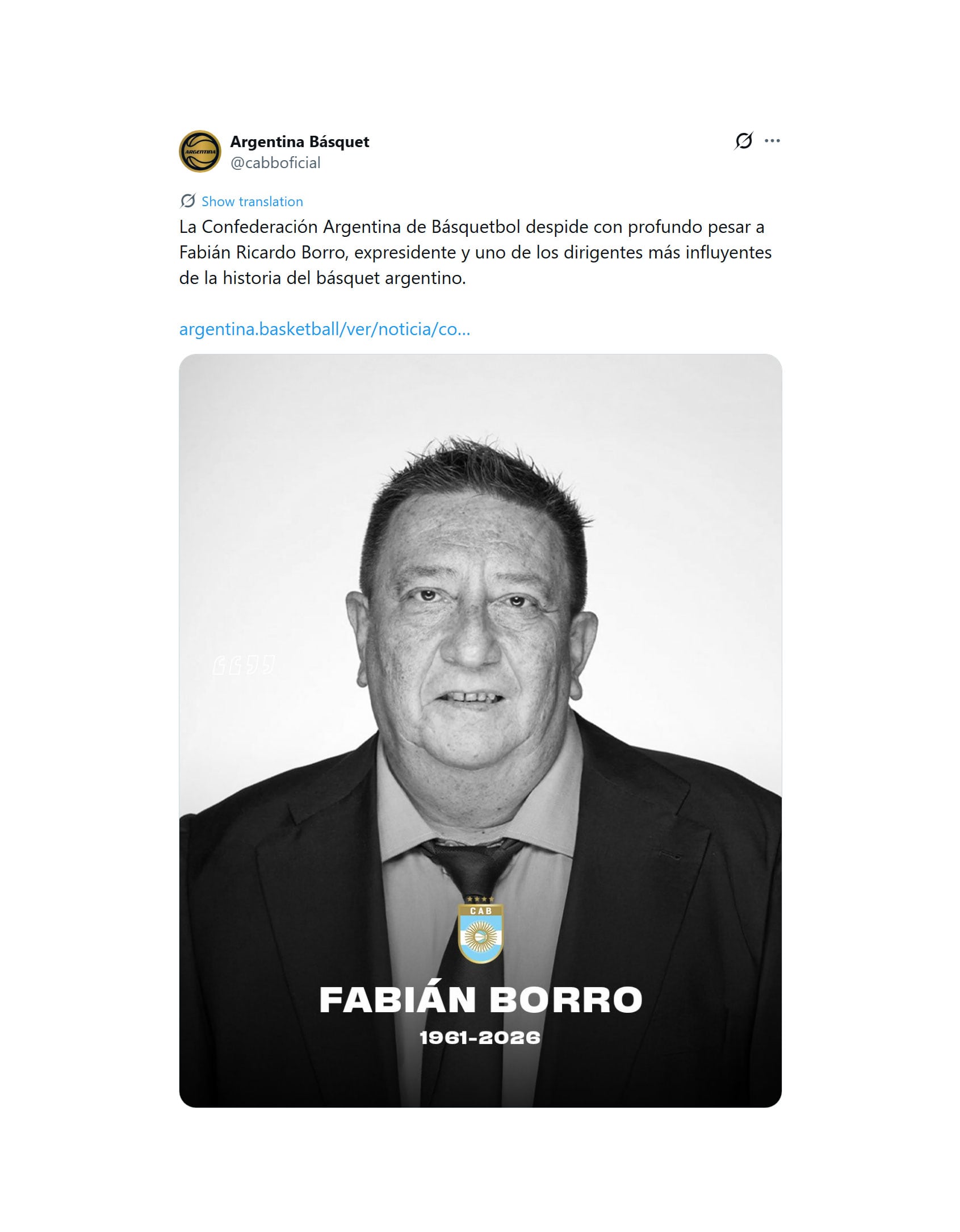 El posteo de la CABB