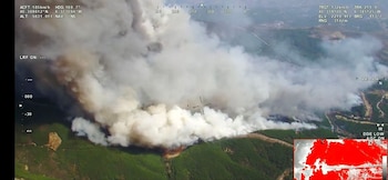 Imagen aérea del incendio de Pinofranqueado, en Cáceres, a 18 de agosto de 2026. (Junta de Extremadura)