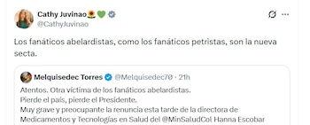 La representante Cathy Juvinao cuestionó las presiones políticas en redes sociales y comparó a los sectores más radicales del actual Gobierno con los del petrismo - crédito @CathyJuvinao/X