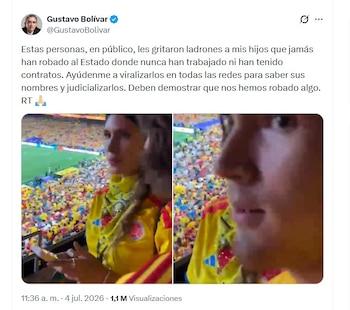 Con esta publicación, Gustavo Bolívar logró identificar a las personas que lo insultaron a él y a sus hijos durante el encuentro de la Selección Colombia y Ghana - crédito @GustavoBolivar/X