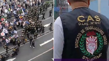 Trabajadores CAS protestan por derecho a gratificación en julio y se enfrentan a la Policía frente al Congreso