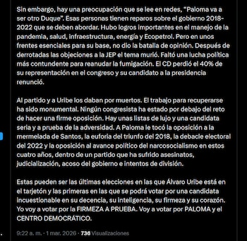 Jerónimo Uribe responsabiliza a la