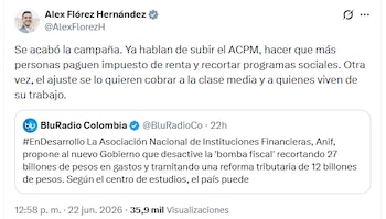 El senador del Pacto Histórico cuestionó la propuesta económica de Anif - crédito @AlexFlorezH/X