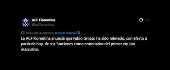 Fabio Grosso dejó de ser técnico de la Fiorentina