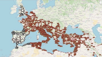 Así sería Google Maps en el Imperio romano: rutas entre ciudades por sus antiguas calzadas