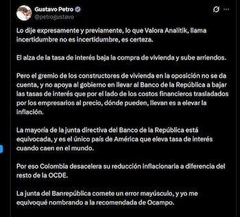 Gustavo Petro utilizó su cuenta