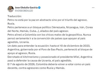 José Obdulio Gaviria y sus cuestionamientos a Gustavo Petro