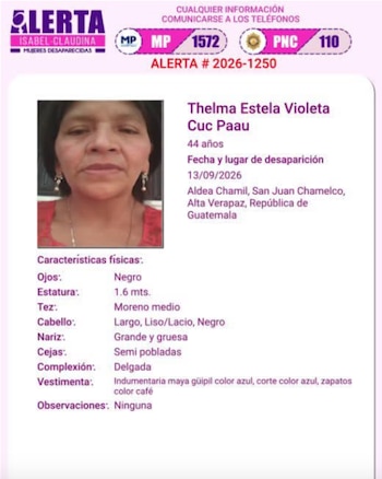 El cuerpo de Telma Estela Cuc Paau, una mujer desaparecida, fue localizado dentro de costales en un área boscosa de San Juan Chamelco, Alta Verapaz, Guatemala.