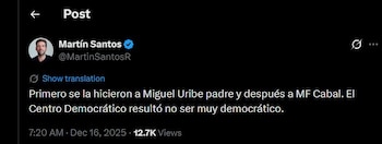 Martín Santos lanzó criticas al