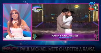 Magaly Medina analiza el beso de Paul Michael y Raiza Ortiz y cuestiona sus explicaciones: “¿Quién se les va a creer?”. Captura: Magaly TV La Firme.