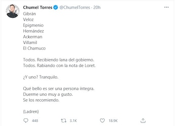 Tuit de Chumel Torres donde