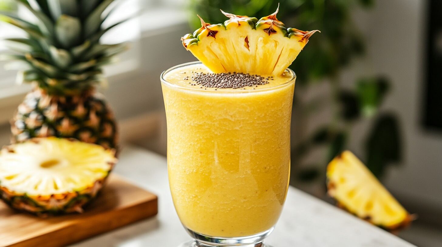 Licuado de piña con chía, una bebida fresca y nutritiva que aporta fibra, antioxidantes y omega 3 de forma natural. - (Imagen Ilustrativa Infobae)
