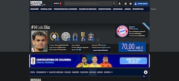 El delantero del Bayern Múnich y figura de la selección Colombia está tasado en un precio de 70 millones de euros, aproximadamente un precio cercano a los 80 millones de dólares, según la tasa de conversión del 5 de junio de 2026-crédito Transfermarkt