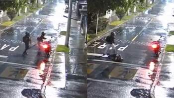 Impactante video: motociclista bajó a