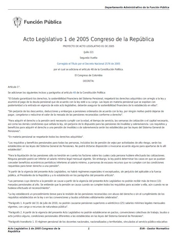 El Acto Legislativo 01 de 2005 redujo la cantidad de pagos anuales para la mayoría de los nuevos pensionados - crédito Función Pública