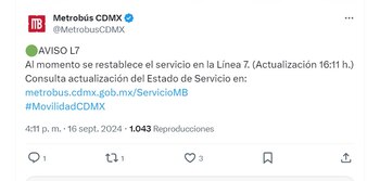 Servicio del Metrobús este 16
