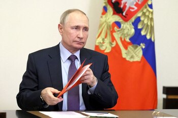 Vladimir Putin en una videoconferencia