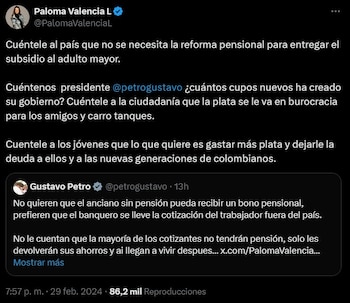 Paloma Valencia tildó al presidente