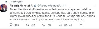El senador Ricardo Monreal reaccionó