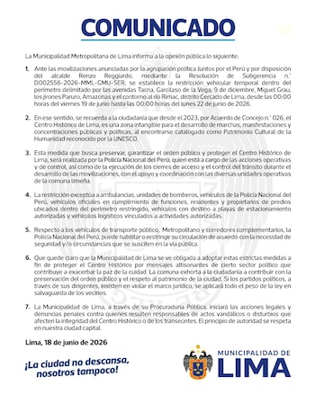 Comunicado de la MML