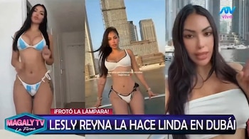Lesly Reyna responde de qué vive en Dubái tras mostrar Lamborghinis, yates y joyas de lujo. Captura: Magaly TV La Firme.