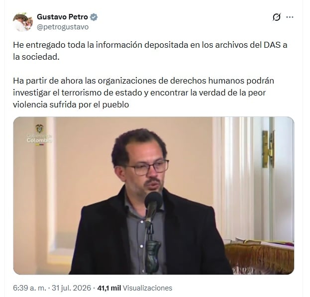 El presidente lideró el acto oficial que se llevó a cabo la tarde del jueves 30 de julio de 2026 en el Salón Bolívar de la Casa de Nariño - crédito @petrogustavo/X