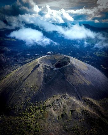 Vista aérea del Volcán Paricutín.