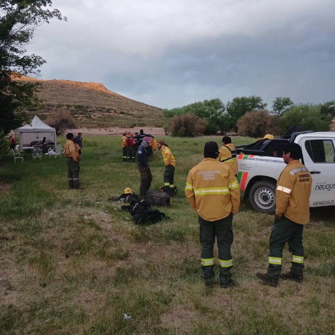 Más de 100 brigadistas participaron en el operativo para contener los incendios forestales en Loncopué y El Cholar, con apoyo aéreo y terrestre