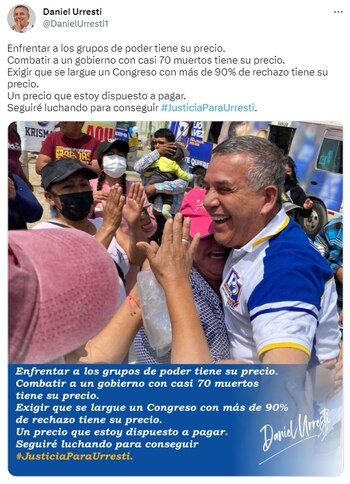 Twitter de Daniel Urresti.