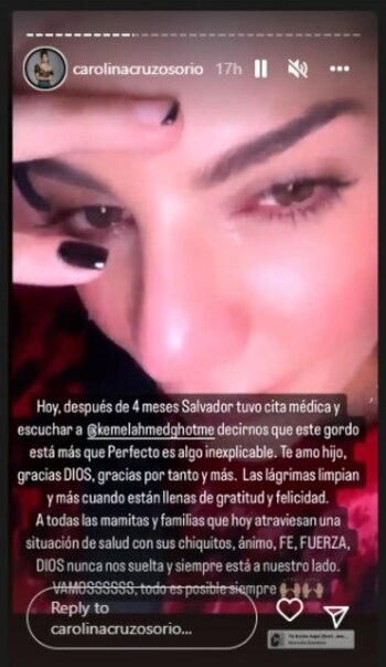 Caroolina Cruz habla sobre la salud de su hijo. Foto: Instagram @carolinacruzosorio