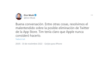 El tweet de Elon Musk,