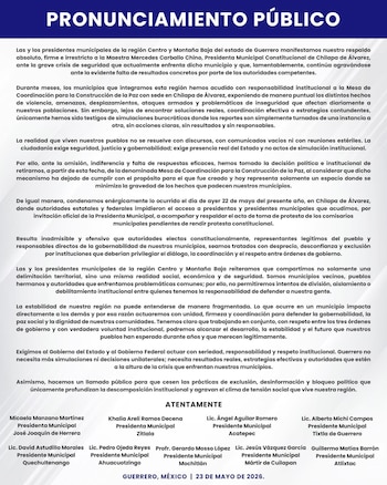 Os prefeitos deixaram a mesa de planejamento da consolidação da paz em Guerrero