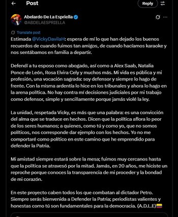 Abelardo De La Espriella contestó