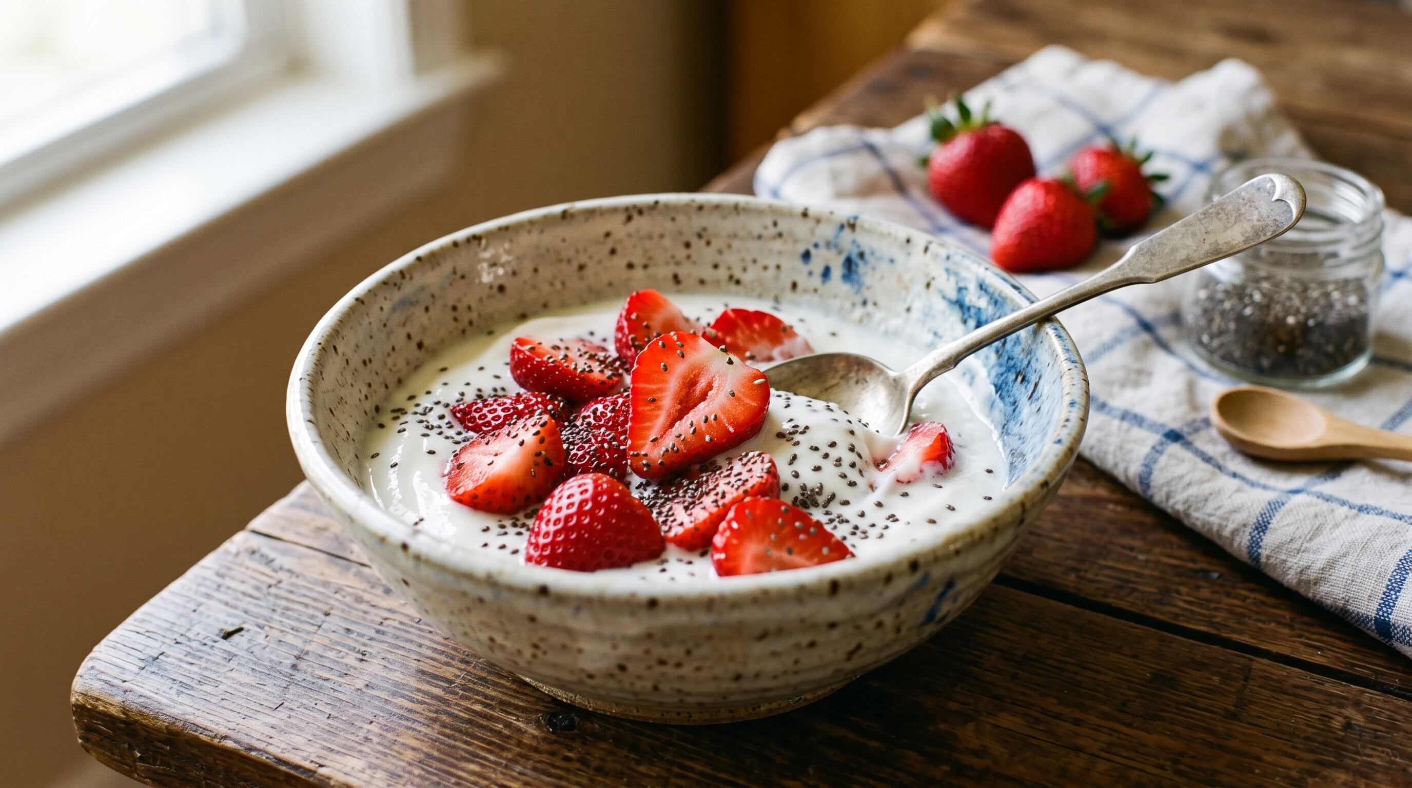 Yogur con fresa y chia (Imagen Ilustrativa Infobae)