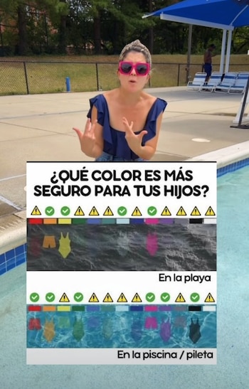 Los colores amarillo, verde limón y fucsia: la recomendación de Happy Cami para ubicar mejor a los niños en el agua - crédito @happycami.official/IG