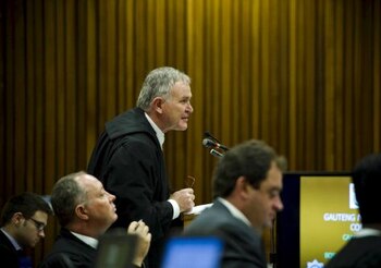 PRETORIA, SOUTH AFRICA - MARCH 7 (SOUTH AFRICA OUT): Advocate Barry Roux at the Pretoria High Court on March 7, 2014, in Pretoria, South Africa. Pistorius, stands accused of the murder of his girlfriend, Reeva Steenkamp, on February 14, 2014. This is Pistorius' official trial, the result of which will determine the paralympian athlete's fate. (Photo by Theana Breugem/Foto24/Gallo Images/Getty Images)