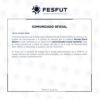 El entrenador colombiano preparará los partidos del play-in ante Saint Martin previstos para el mes de noviembre. (Cortesía: Federación Salvadoreña de Fútbol)