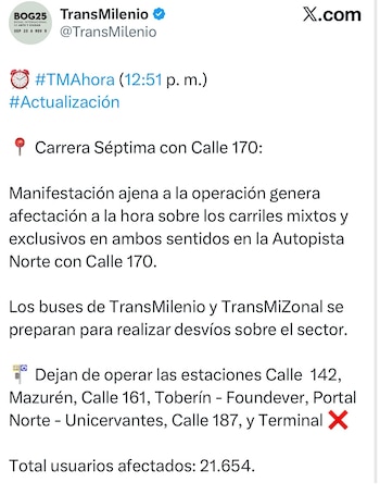 Pronunciamiento de TransMilenio en su