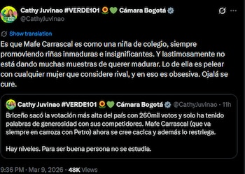 Cathy Juvinao acusó a Mafe