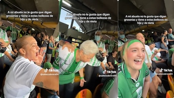 En video, abuelita que es hincha de Atlético Nacional reprendió a su hija y a su nieta en plena tribuna por cantar groserías: “Cochinas, puercas”